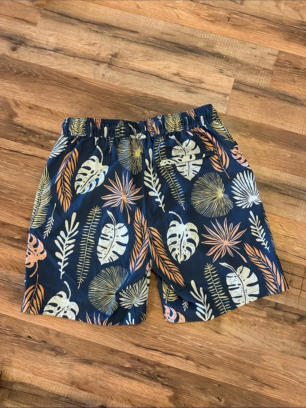 Goodfellow & Co Navy Swim Shorts with Peach Floral Print